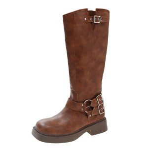 Botas y Botines Mujer | Bota motera multihebillas